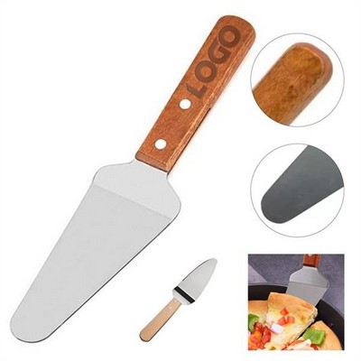 Staninless Steel Pizza Server With Wooden Handle