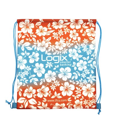 Custom 210D Polyester Drawstring Backpack Cinch Bag 14.5 x16.5