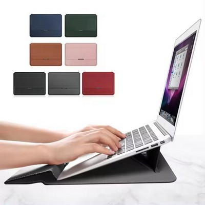 Adjustable PU Leather Laptop Sleeve Bag