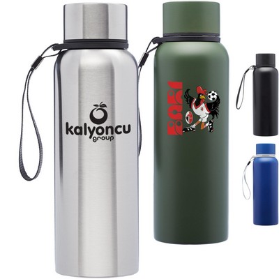 17 oz Vacuum Insualted Ransom Water Bottle w/ Carrying Strap