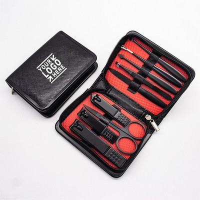 9 Pieces Black Nail Scissors W/Case