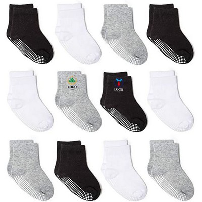 Baby Infants Grip Crew Socks With Non Slip Skid Soles