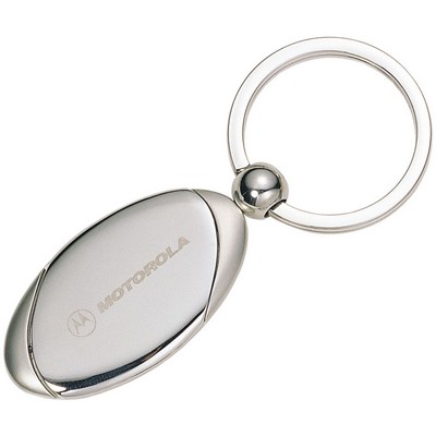 Oval Shaped Metal Key Chain with Curved Design