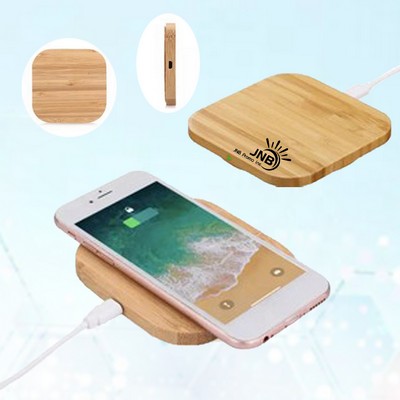 Bamboo Wood Square Wireless Charger/Adapter - 10W