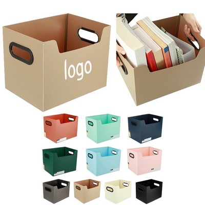 Side Handle Portable Open Desktop Plastic File Storage Box