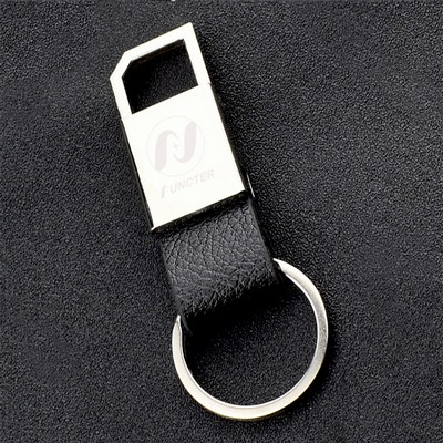 PU And Metal Square Keychain