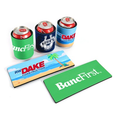 Full-color Sublimated Neoprene 12oz. Can Cooler Clap Sleeves Ring