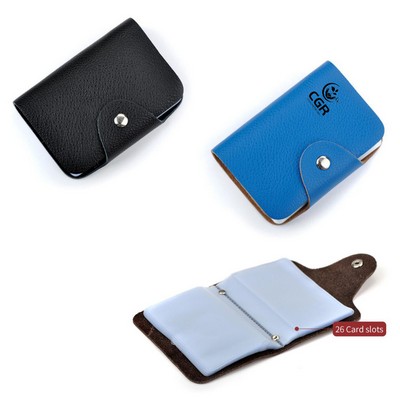 PU Leather Credit Card Holder With 26 Card Slots