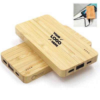 5000mAh Wireless Wooden Power Bank