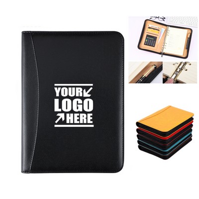 PU A5 Zippered Notebook with Calculator