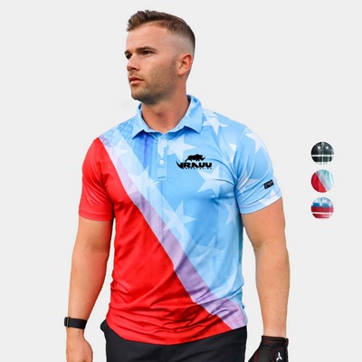 YATTA Golf® - Patriot men's Moisture Wicking non iron Golf Polo Shirt