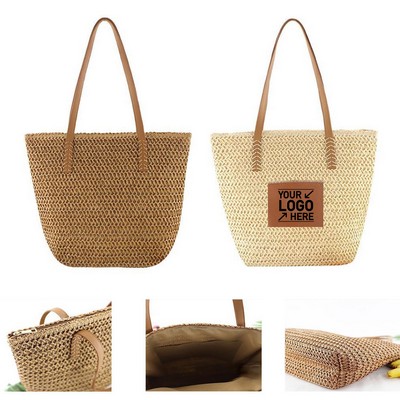 Women's Straw Beach Tote Bag