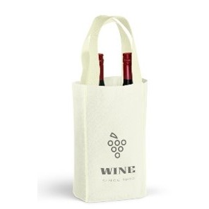 Two bottles wine bag 7"x13"x6" Full Gusset -100% Natural Cotton Canvas -Self fabric Handles