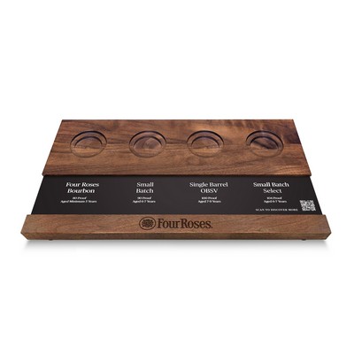 Solid Walnut Beverage Flight Board w/Interchangeable Tasting Notes (1.5" & 2" Routs)