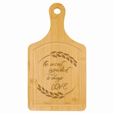 Bamboo Paddle Shaped Cutting Board with Drip Ring, 13-1/2"x 7