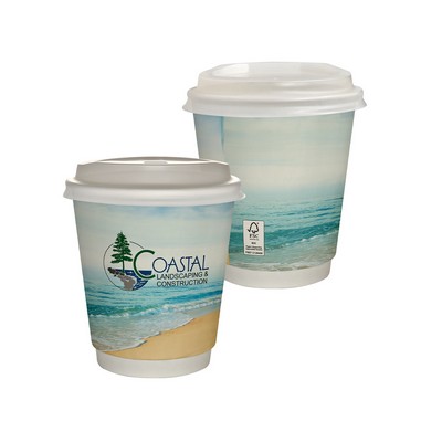 10 oz. Full Color Seaside Insulated Paper Cup With Lid