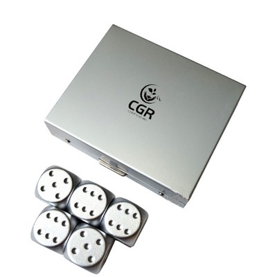 Square Boxed 5 Piece Aluminium Dice Set