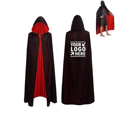 Halloween Reversible Hooded Wizard Cloak Robe Cape