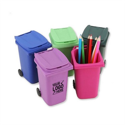 Desk Organizer Trash Can Shaped Pen Holder