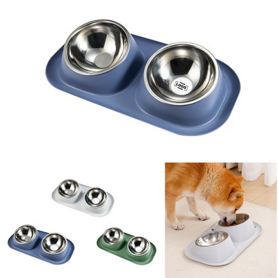 Non-Spill Stainless Steel Pet Water Bowls with Skid Resistant Silicone Mat