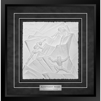 Mountain Climbers (Black/Black) - Cast Paper Sculptured Art - Shadowbox Award 18"x18.25"