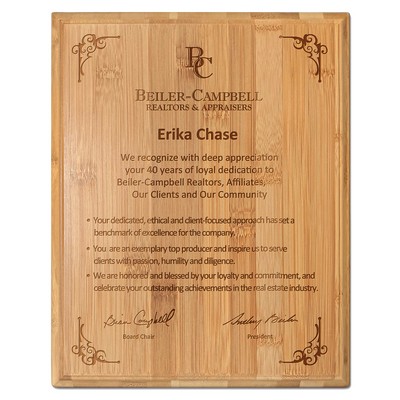 Laser Engraved Ecofriendly Bamboo Base Plaque w/Square Corner (12"x 15")