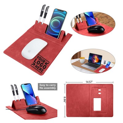 Multifunctional 3 in 1 Mouse Pad,Leather Mouse Pad