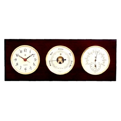 Clock, Barometer & Thermometer w/Hygrometer - Mahogany