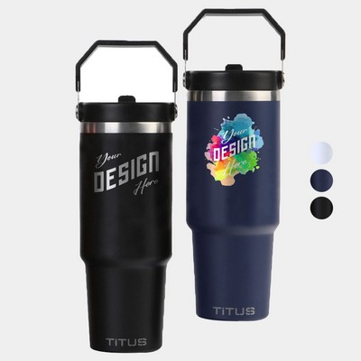 Premium 30 oz TiTUS® Double Wall Stainless Steel Insulated Flip Straw Tumbler