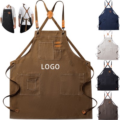 Adjustable Cross Back Waterproof Canvas Apron