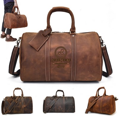 Vintage Crazy Horse Leather Travel Duffel Luggage Bag