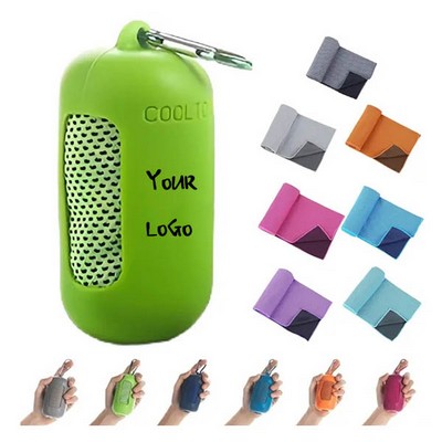 Silicone Case Quick Dry Towel Travel Camping Sports Cooling