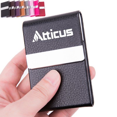 PU Leather Business Card Holder with Magnetic Closure