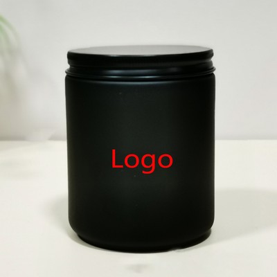 Matte Black Glass Candle Jar with Lid - 250ml